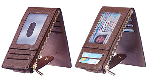 Chelmon Women's RFID Slim Card Holder Wallet - color: Deep Brown