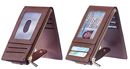 Chelmon Women's RFID Slim Card Holder Wallet - color: Deep Brown