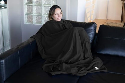 BlueHills Ultra Compact Travel Blanket Pillow 2 Pack Airplane 70X56In Black - color: C203-2pk-black