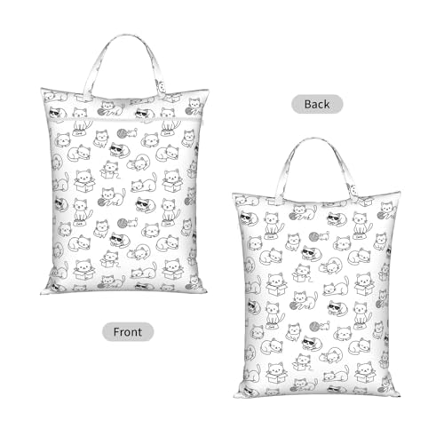 Cute Cartoon Cat Travel Laundry Bag Washable Dirty Clothes Bag for Gym - color: Cute Cartoon Cat