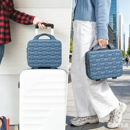 10" Hard Shell Travel Makeup Case with Lock, Blue - color: Blue