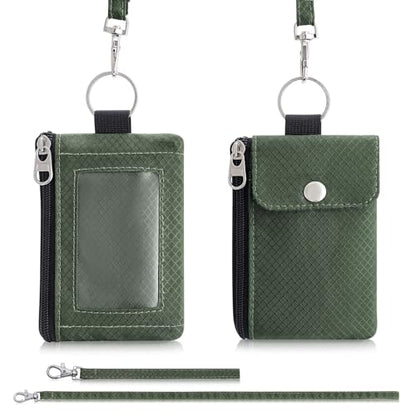 Artpaxy Minimalist Wallet For Mens Womens, Keychain RFID Blocking Zipper Small Wallet with ID Window 2 Lanyards,Water Resistant Travel Cash Card Coin Case Boys Girls - color: Army Green