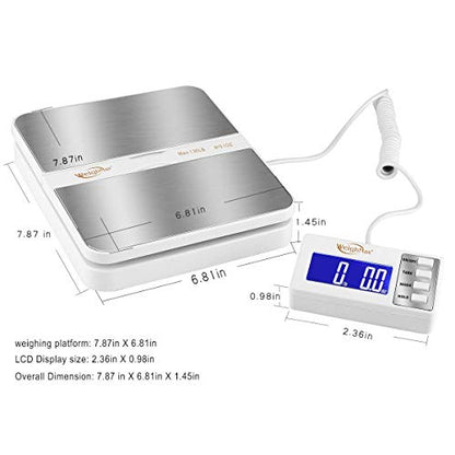 Weighmax 130Lb x0.1OZ Extended Display Digital Shipping Postal Scale, White - size: 130Lb