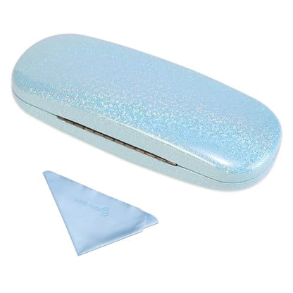 PERFECTSIGHT Hard Shell Eyeglasses Case, Kawaii Protective Glasses Case for Kids, Cute Eyeglass Case for Women Men Girls - color: Blue Bling