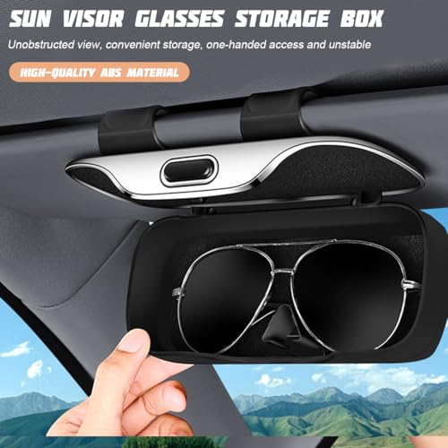 Zipelo 7.09 x 2.56 Inch Car Sun Visor Sunglasses Case, Gray - color: Gray