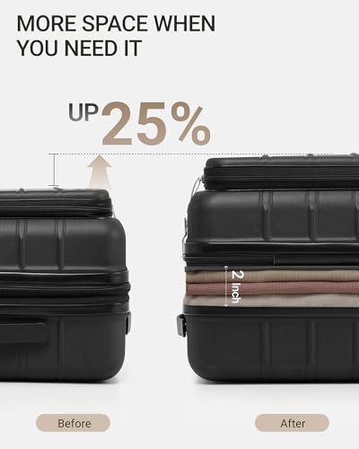 TAKUMI Suitcases with Wheels, Expandable Carry on Luggage, Black, 20 Inch - color: Black, size: 20 Inch