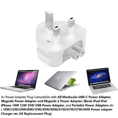 3 Prong Mac Duckhead Power Adapter UK Travel Standard Plug Head for MacBook - color: White01, size: Mac UK Travel Adapter Plug