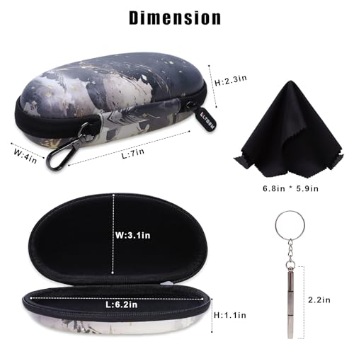 LTGEM Glasses Case Hard Shell, Hard Sunglasses Travel Case for Women Men, Large Eyeglass Cases with Clip and Cleaning Cloth - color: Bamboo Ink