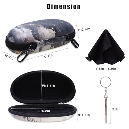 LTGEM Glasses Case Hard Shell, Hard Sunglasses Travel Case for Women Men, Large Eyeglass Cases with Clip and Cleaning Cloth - color: Bamboo Ink