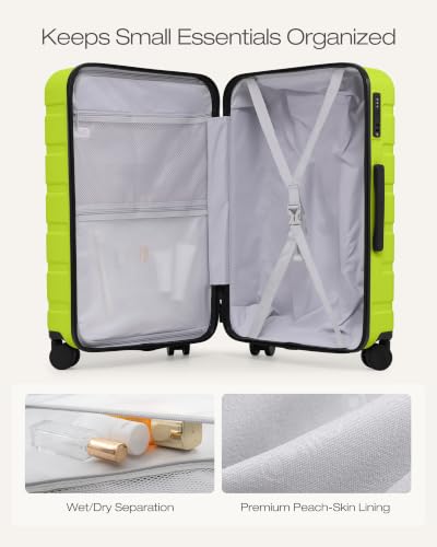 Coolife Luggage Set, 3 Piece Lightweight Durable Hardshell, Lime - color: Lime