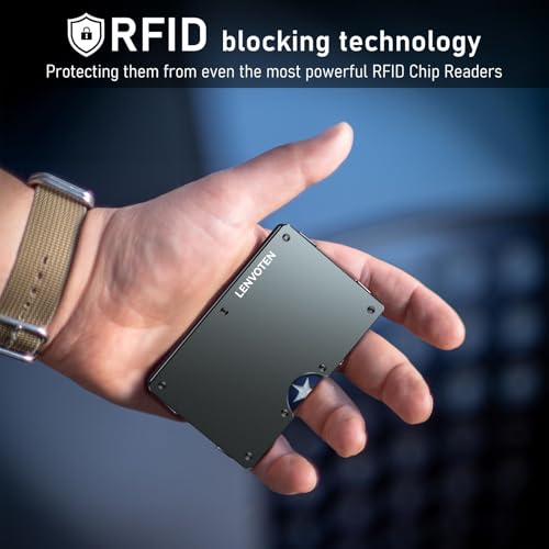Lenvoten Upgraded Hinged Minimalist Wallet for Men, RFID Blocking Wallet - color: S4-Matte Grey