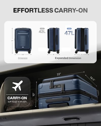 Coolife Expandable Luggage with TSA Lock 2 Piece Set Blue - color: Blue, size: 2 Piece Set（20/29inch）
