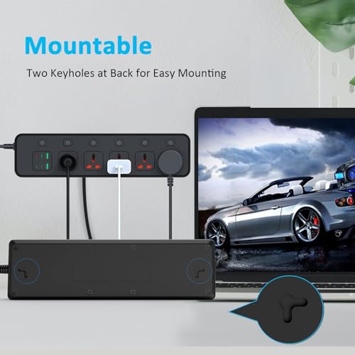 30W PD USB-C Fast Charging Power Strip,6 FT Extension Cord with Individual Outlet Switches, 5 Universal Sockets + 6 USB Ports, 110-240V 3000W Plug Adapter for Travel Home Office - size: US Plug(PD 30W)