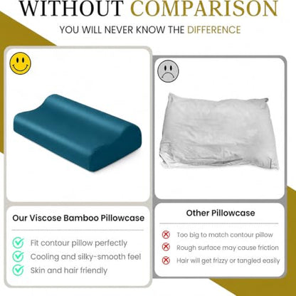 Cooling Contour Cervical Pillowcase, Teal, 24x14x5/3.7 Inches, 1 Piece - color: Teal