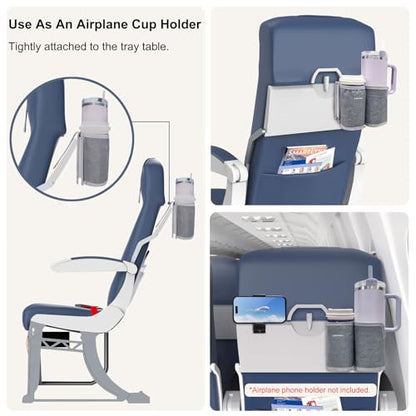 2 in 1 Luggage Cup Holder for Suitcase Airplane Drink Carrier Travel Gray - color: gray