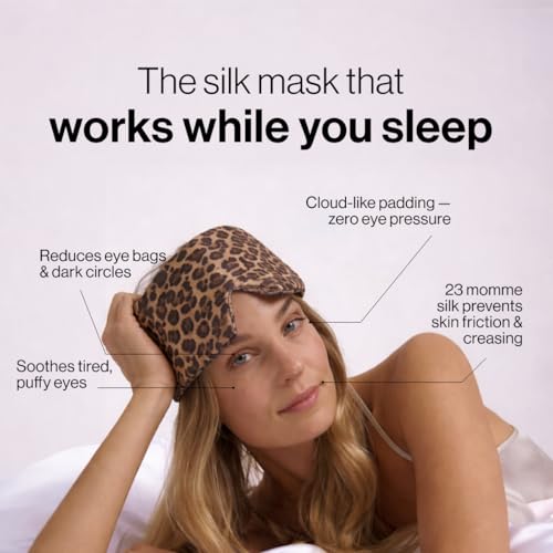Dore & Rose Deep Sleep Mask, 100% Pure Silk Eye Mask for Sleeping - color: Leopard