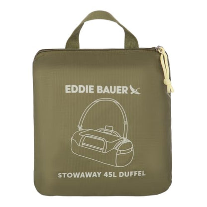 Eddie Bauer Stowaway Packable Duffel Bag | Travel | Foldable | Lightweight | Durable | Ripstop Polyester, 45L, Irish Moss | Lightweight Durable Ripstop Polyester, Packs Flat When Not in Use, Roomy Travel Duffel for Trips and Gym Use - color: Irish Green