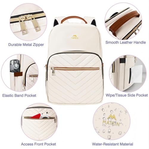 MATEIN Backpack for High School Girl, 17 Inch Laptop Backpack Travel, Beige - color: Beige, size: 17inch
