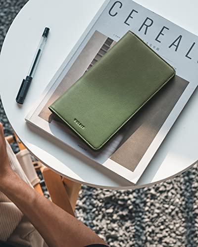 VULKIT Passport Wallet for Travel RFID Blocking Premium Leather - color: Green