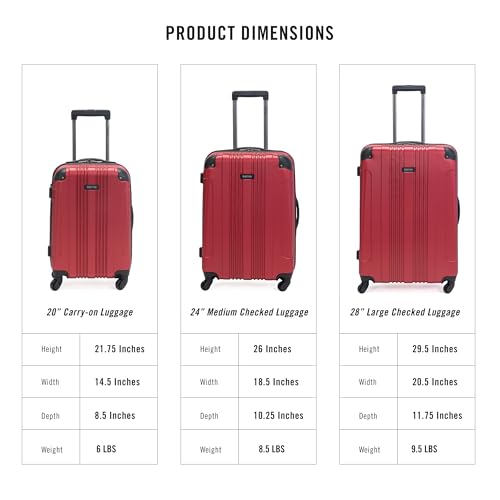 Kenneth Cole REACTION Out of Bounds Lightweight Hardshell 4-Wheel Spinner Luggage, Scarlet Red, 28-Inch Checked - color: Scarlet Red, size: 28-Inch Checked