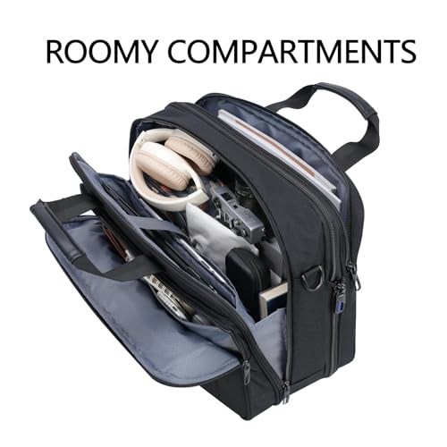 VANKEAN 17.3" Expandable Waterproof Laptop Briefcase for Travel & Business - color: Black-blue, size: 17.3 Inch
