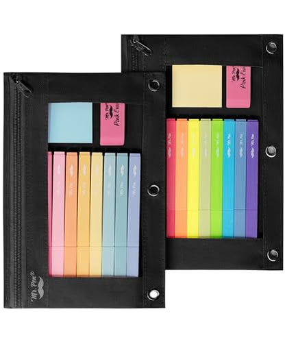Mr. Pen- Pencil Pouch for 3 Ring Binder, 2 Pack, 10"x6.75", Smooth Zipper - color: Black, size: 2 Pack