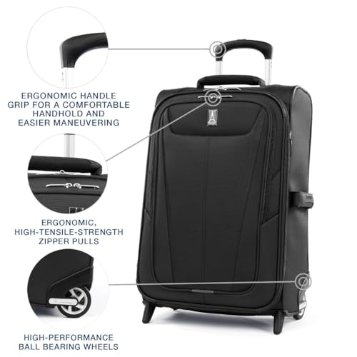 Travelpro Maxlite 5 Softside Carry-On Luggage Upright, Black, 21-Inch - color: Black, size: Carry-on 21-Inch
