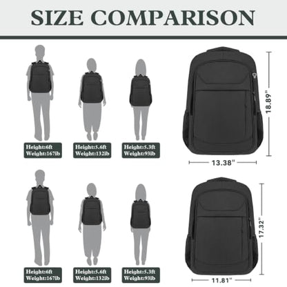 17" Travel Laptop Backpack, Airline Approved Computer Bag, Black - color: Black, size: 17.3 Inch(40L)