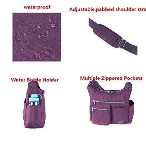 MHCNLL Women's Nylon Crossbody Purse, Anti-Theft RFID Lightweight - color: Purple