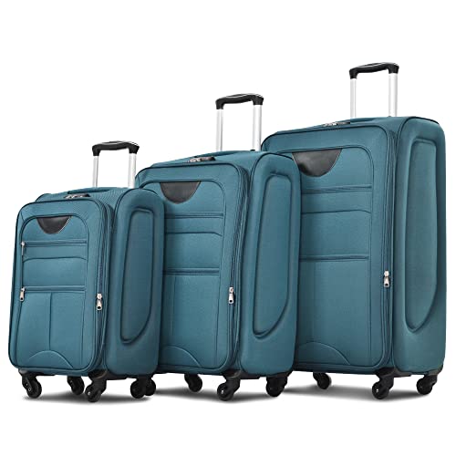Merax Softside Luggage Set,3 Piece Expandable Suitcase Set.Green - color: Green-1, size: soft luggage(22/26/30)