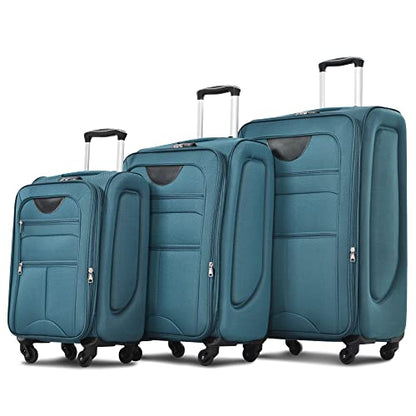 Merax Softside Luggage Set,3 Piece Expandable Suitcase Set.Green - color: Green-1, size: soft luggage(22/26/30)