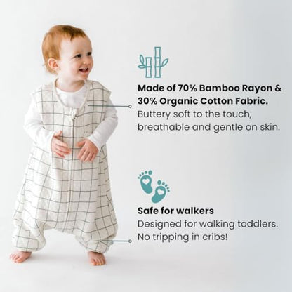 Dreamsuit: Toddler Sleep Sack with Legs, Rayon Made from Bamboo - color: Checkered, size: 12-2T