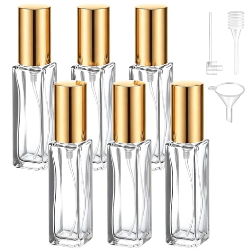 Perfume Travel Refillable, 6 Pcs 10 ml Glass Atomizers (Gold) - color: Gold
