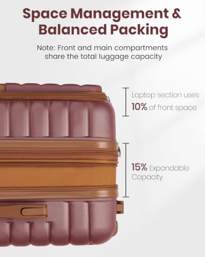 Kono Carry On luggage Airline Approved 20 Inch - color: Apricot Burgundy, size: Carry-on 20-inch