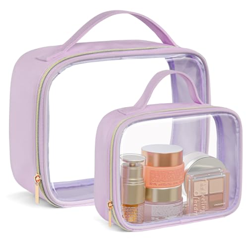 PACKISM Clear Makeup Bag Travel - Velvet Side TSA Approved Toiletry Bag - color: 01 Purple, size: Full Vacation (Mixed Sizes)
