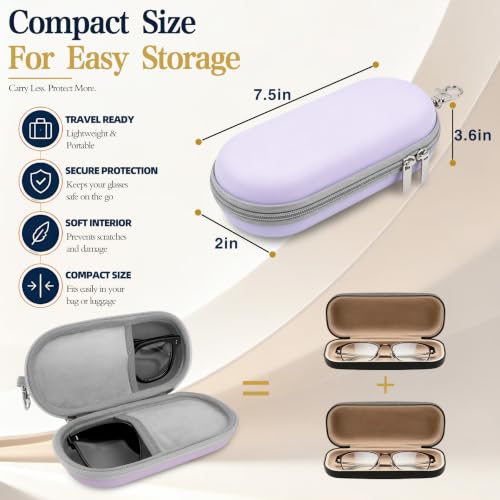 Double Sunglasses Case, Hard Shell Glasses Case for Men Women - color: Pu Purple
