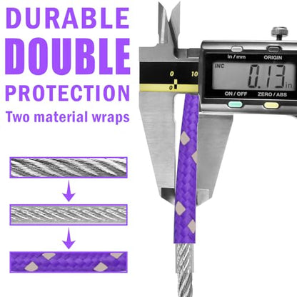 0.13IN Security Steel Cable Bike Lock Cable - color: Purple, size: 4ft（2Pack）