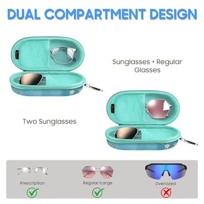 FINTIE Double Glasses Case with Carabiner, Hard Shell Sunglasses Organizer - color: Blossom