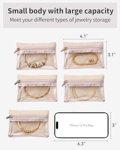 VLANDO Jewelry Storage Pouch,20 Velvet Zipper Pouches with Clear Design - color: A.20 PCS Clear