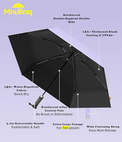 Mini Travel UV Umbrella Hidden Handle Ultra Compact Sun UPF 50+ - color: Light Purple & 47.2"