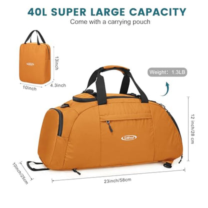 40L/70L 3-Way Duffle Bag Gym Sport Duffel Backpack Shoe Compartment - color: Orange