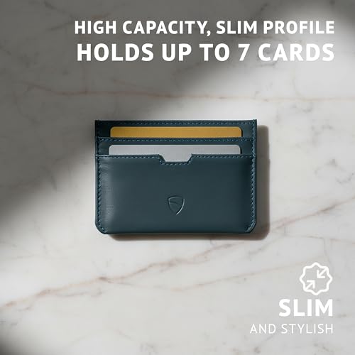Vaultskin MOORGATE Slim Top-Grain Leather Credit Card Holder, RFID Wallet - color: Midnight Navy