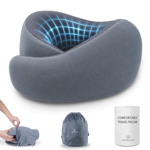 Travel Neck Pillow - Memory Foam Airplane Neck Pillow with Chin Support
