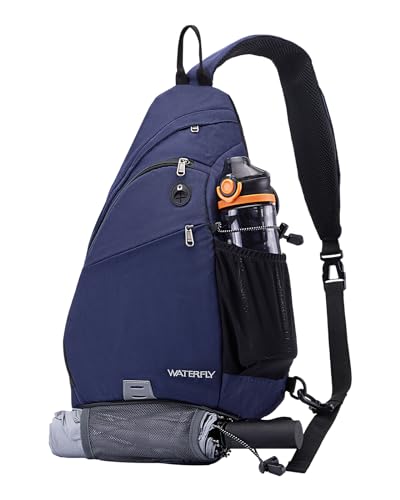 WATERFLY Large Sling Bag Crossbody Backpack Chest Pack for Men Women - color: Blue