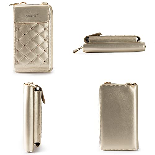 Montana West Crossbody Cell Phone Purse for Women RFID Blocking Cellphone Wallet - color: Gold