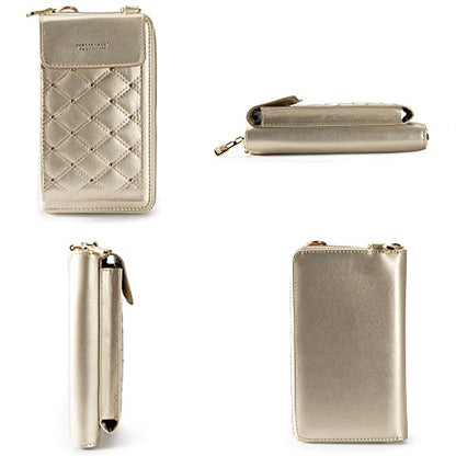 Montana West Crossbody Cell Phone Purse for Women RFID Blocking Cellphone Wallet - color: Gold