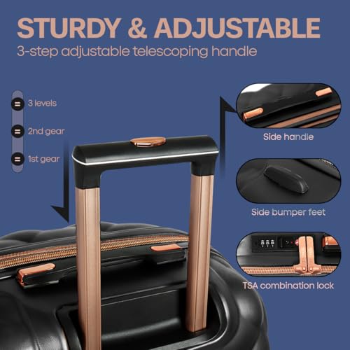 2-Piece Set(14/20in) Carry On Luggage,Expandable w/TSA LOCK - color: BLACK, size: 14 inch + 20 inch 2-Piece Set