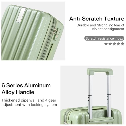 Hanke 20 Inch Expandable Carry on Luggage 22x14x9 Airline Approved - color: Bamboo Green, size: 20 Inch EXT