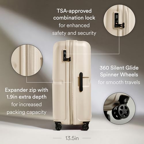 ANTLER Single Stripe Hardside Checked Large Luggage, Wheat Beige, 32", 144L - color: Wheat Beige, size: Large