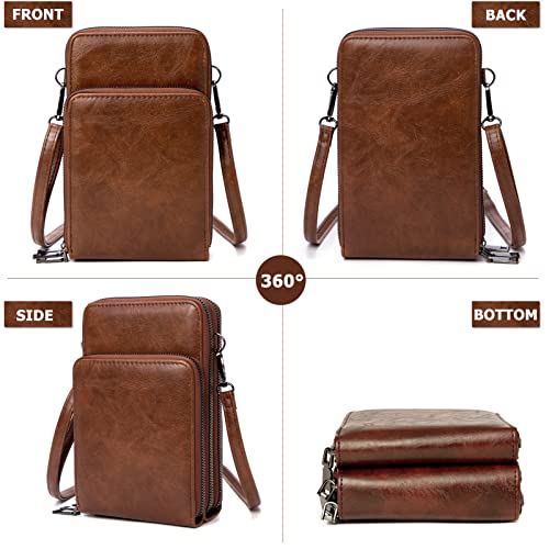 myfriday Small Cell Phone Crossbody Bag, Multi-pocket & 6 Card Slots - color: B-coffee
